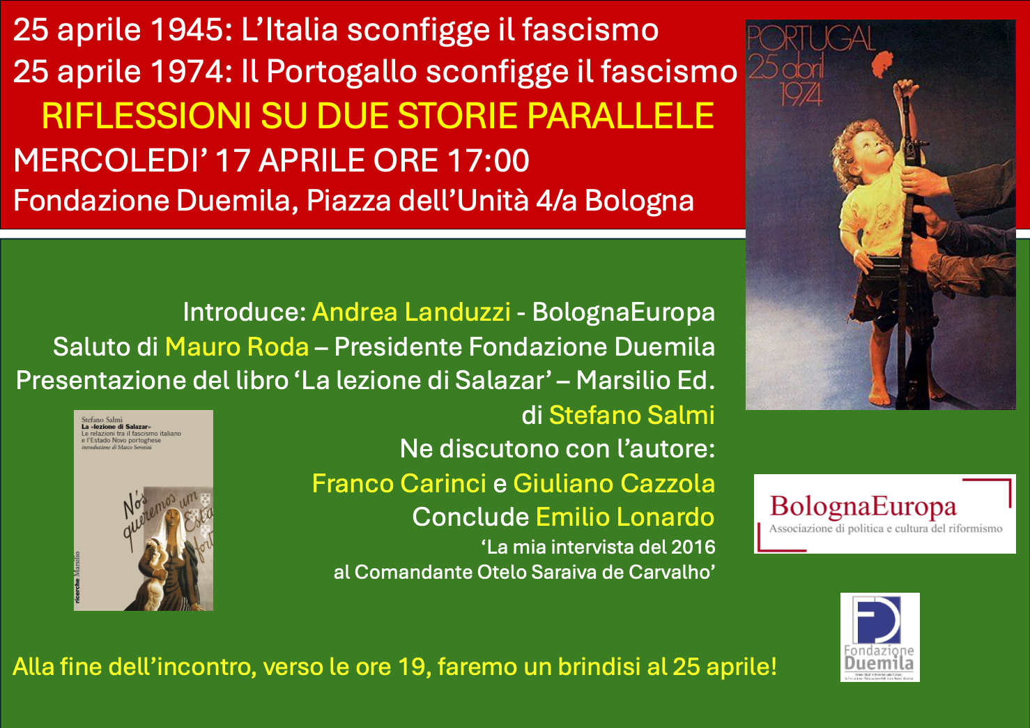 Invito 25 aprile Italia Portogallo